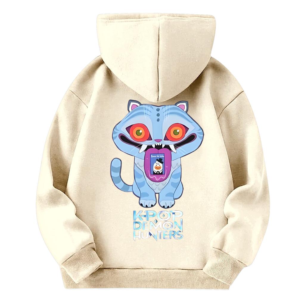 Children's Casual Round Neck Printed Pullover Long-sleeved Hooded Sweatshirt Top