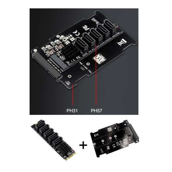 M.2 B-Key to SATA3 SSD Adapter Card B-KEY SATA to SATA 3 6Gbps 5 Ports
