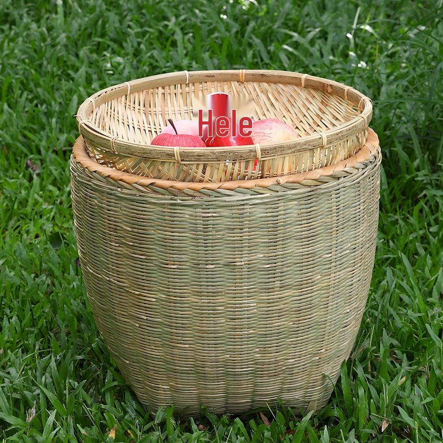 Bamboo Woven Large Winnowing and Rice Washing Basket - Multi-Purpose Storage and Farmer's Celebration Basket