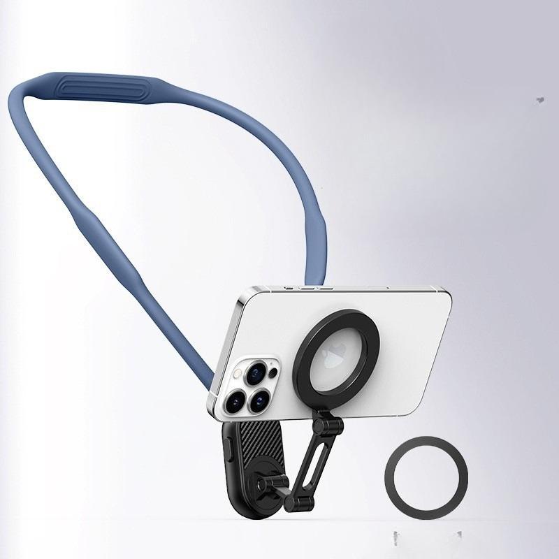 Mobile phone magnetic neck-mounted stand for first-person shooting, fixed on chest for anti-shake sports camera stand