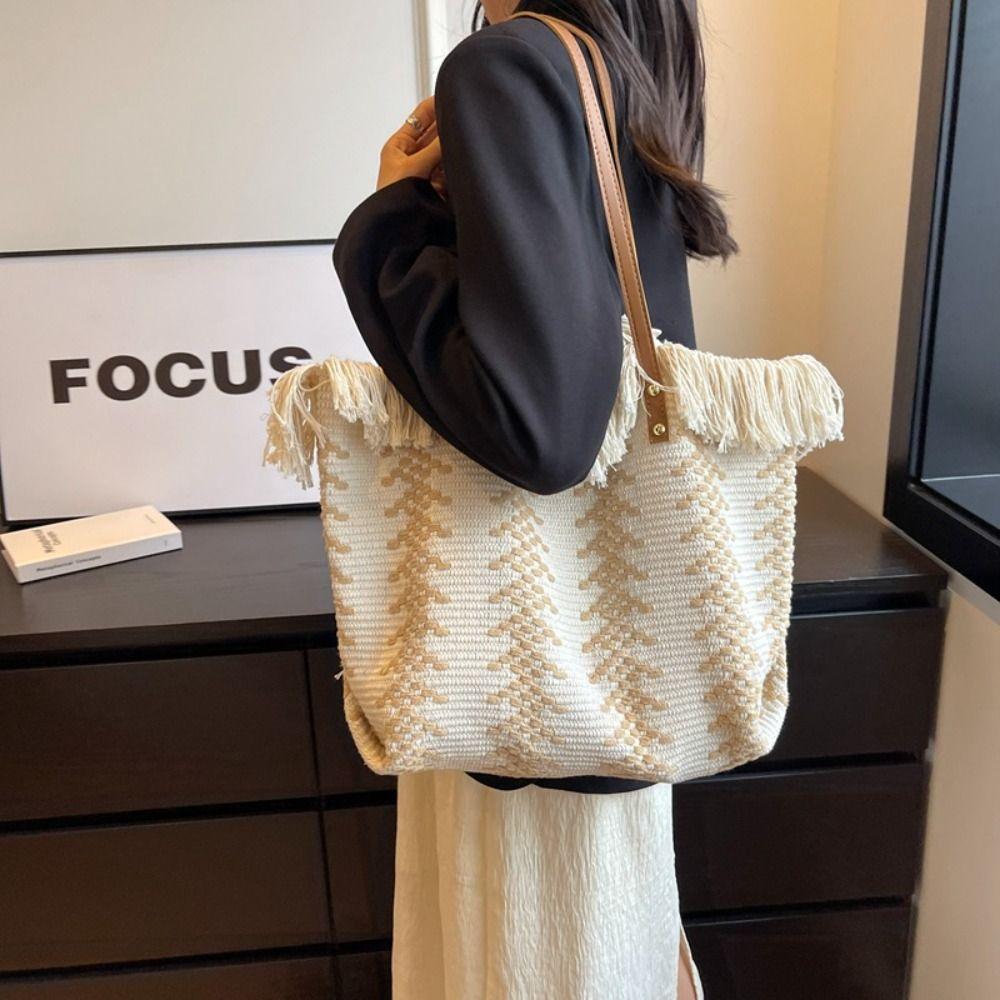 Handbags Straw Bag Embroidery Weave Tote Bag Portable Tassel Shoulder Bag  Shopping Bag