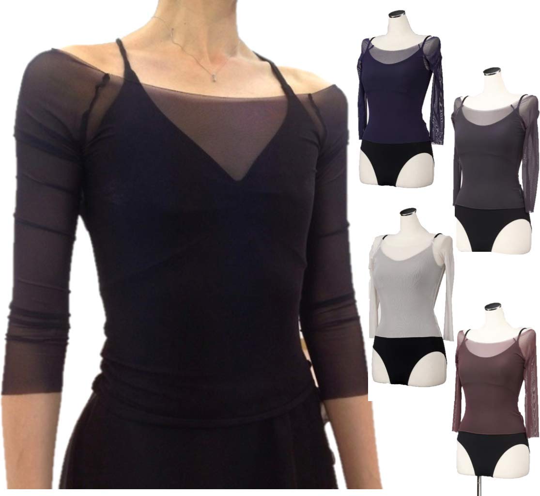 

Милый балетный стрейч для многослойности с 6 цветами, один размер подходит всем, топ, сетка, йога, пилатес, танцы, элегантный, купальники, в наличии, 066NEW, черный, чёрный