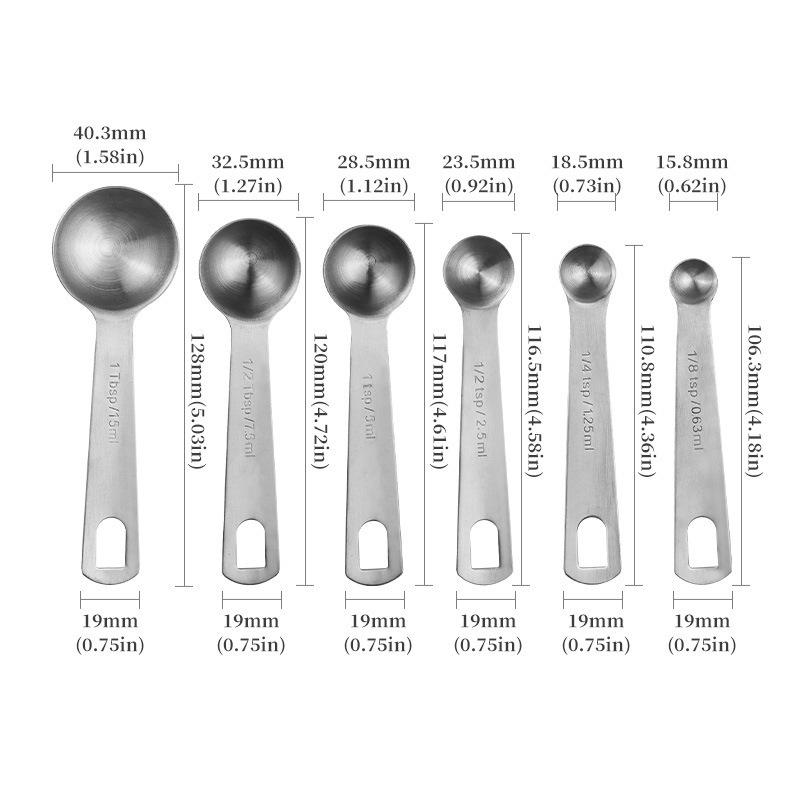 Rundes Messlöffel-Set aus Edelstahl für Kaffee & Backen