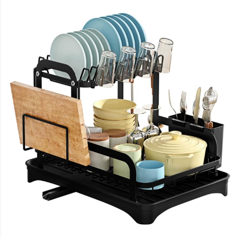 Kitchen Storage Rack Small Family Tableware Drain Rack Multi-Function Bowl Chopstick Organizer Drip Tray Countertop Saver