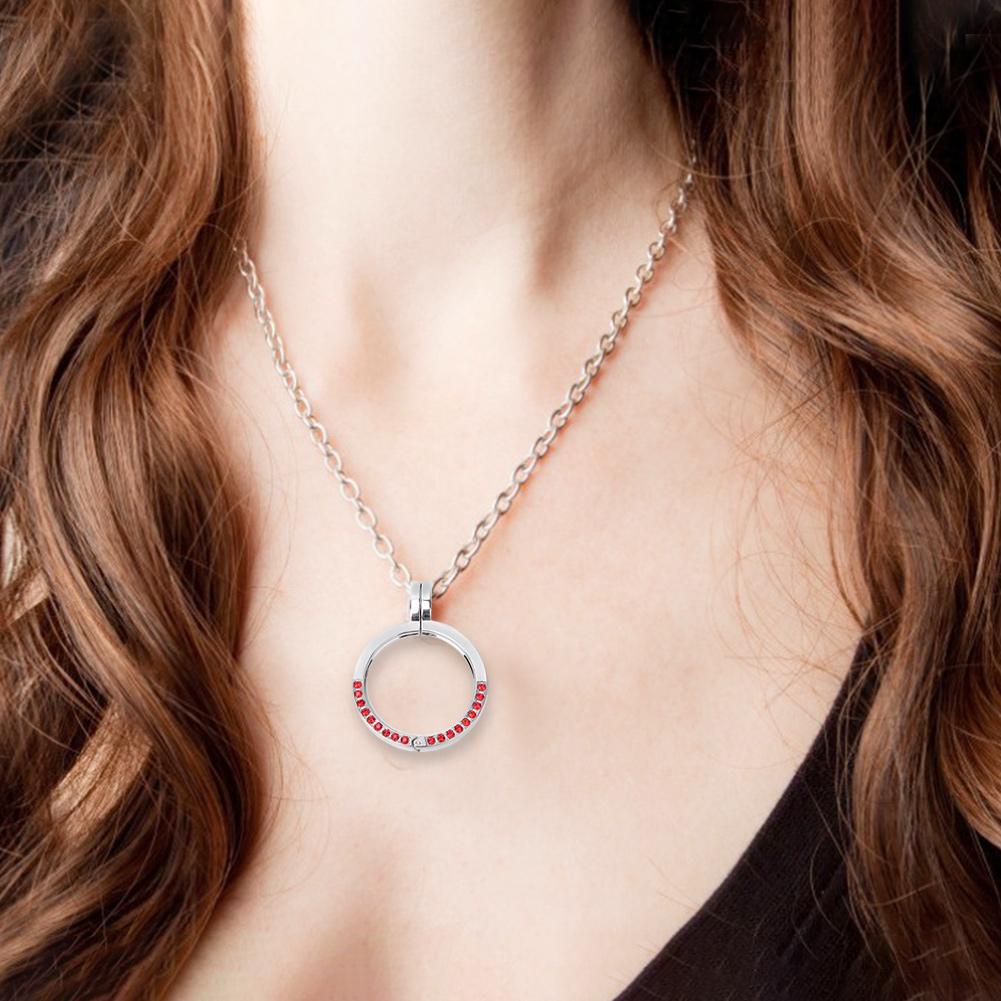 Stainless Steel Beautiful Jewel Accessory Pendant Chain Replacement Compatible for Misfit Shine 2 NecklaceRose Red