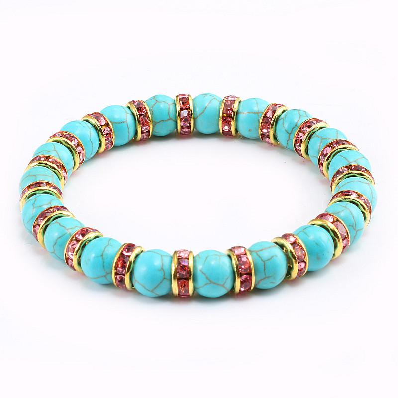 Blue Beaded Bracelet Charm Natural Stone Crystal Septa Stretch Women Bracelets & Bangles Fashion Yoga Jewelry Couple Gifts