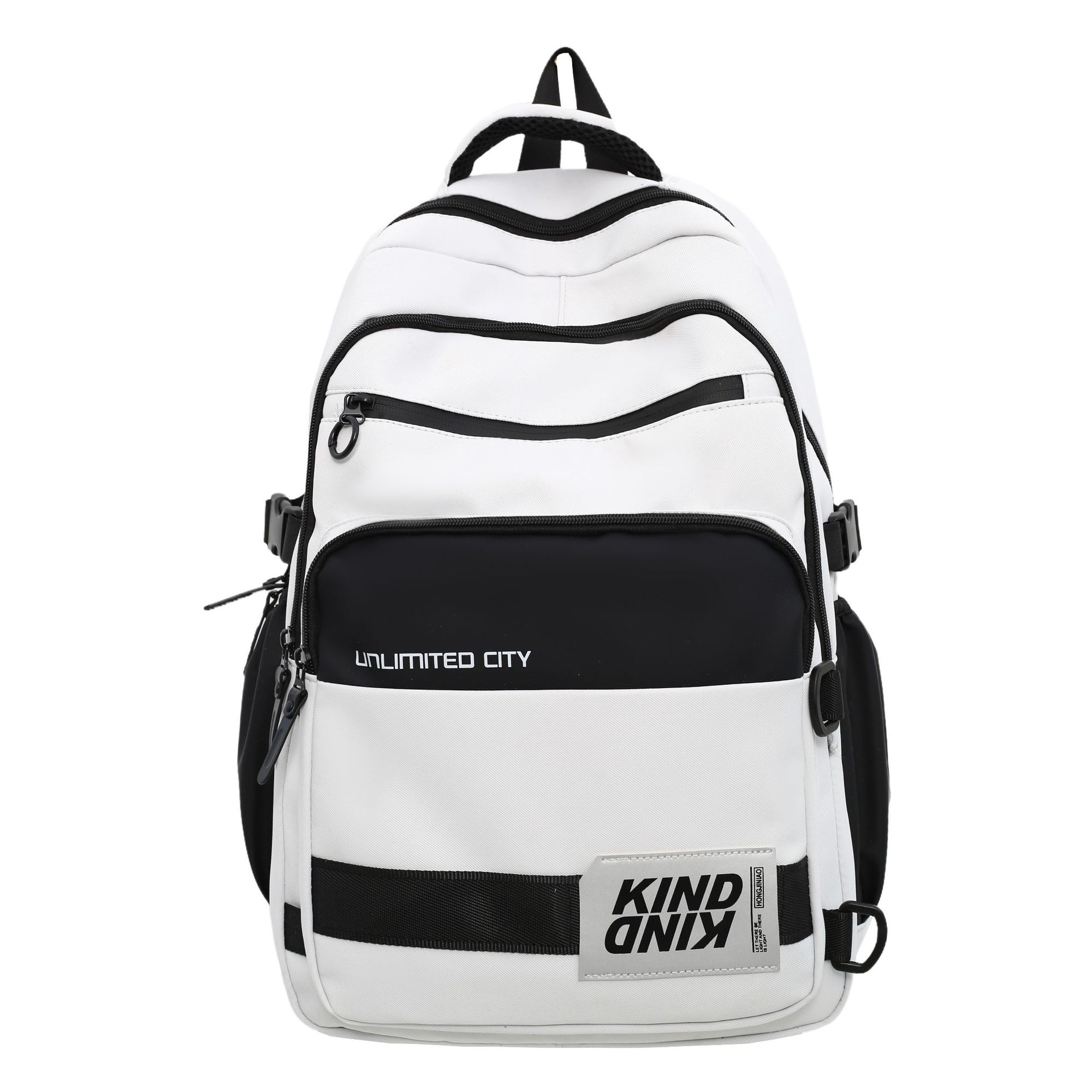 

Autumn and winter new large-capacity backpack junior high school schoolbag color matching simple boys and girls casual backpack student backpack білий