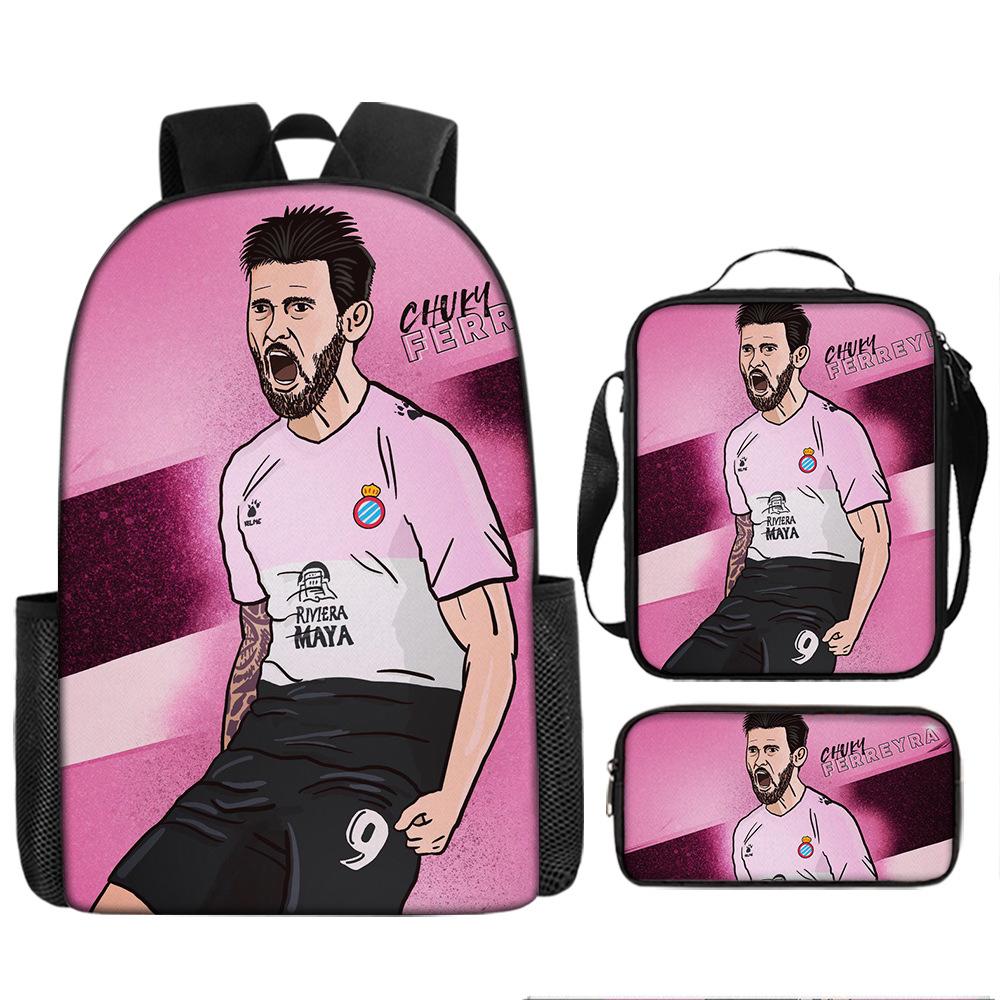 Football Schoolbag Three-Piece Backpack Pencil Bag Satchel Package Primary And Secondary School Students Schoolbag