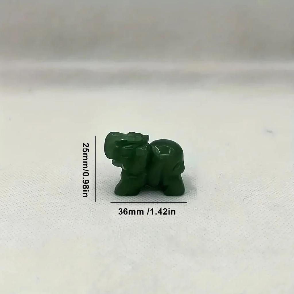 Håndskåret Naturlig Grøn Aventurin Jade Elefant Statue - Lykkebringende Pynt og Dekoration