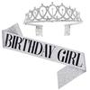 Bling Strass Kristall Krone Tiara Geburtstag Jahrestag Dekoration Alles Gute zum 18. 21. 30. 40. 50. Geburtstag Satin Schärpe Party Supplies