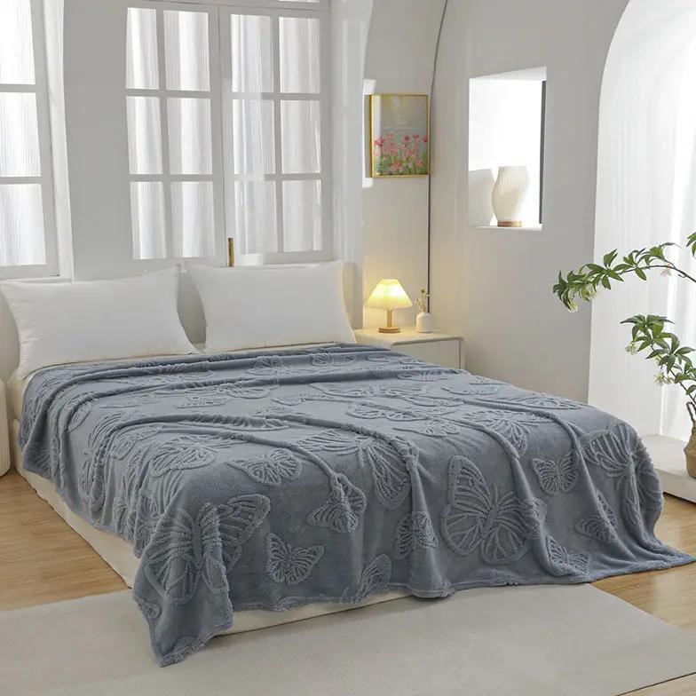 Vară Pluș Tafu față-verso Plapumă groasă cu husă Jacquard fluture 3D Pluș Birou Plapumă de odihnă pentru prânz