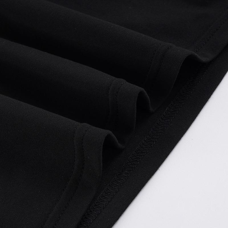 Summer New Style Hollow Design Long-sleeved T-shirt Simple Black Irregular Top for Women