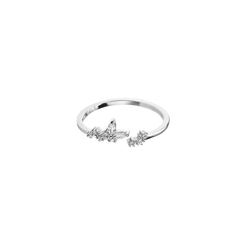 925 Sterling Silver Butterfly Ring Women Korean Simple INS Shiny Zircon Ring Exquisite Jewelry Gift