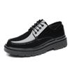 Men's Shoes Glossy Leather Shoes Men's Casual Shoes Young Men's Suit Leather Shoes Black Round Head Leather Shoes Trendy Shoes