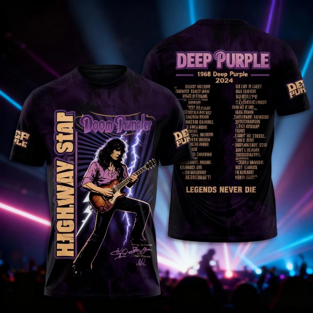 Rock Deep Purple Band T-Shirts 3D Print Men Women Short Sleeve Round Neck T Shirt Oversized Tees Hip Hop Tops Unisex Clothing