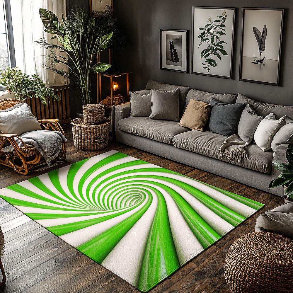 

Tuniu Candy Swirl Striped Rug Non-Slip Area Rug for Living Room Bedroom Kitchen Floor Mat 50x80cm