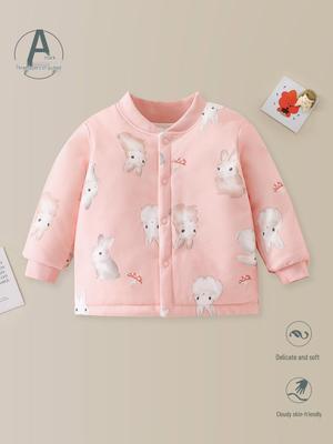 Unisex Baby Quiltad Bomullsjacka - Tjock, Varm Höst/Vinter Topp