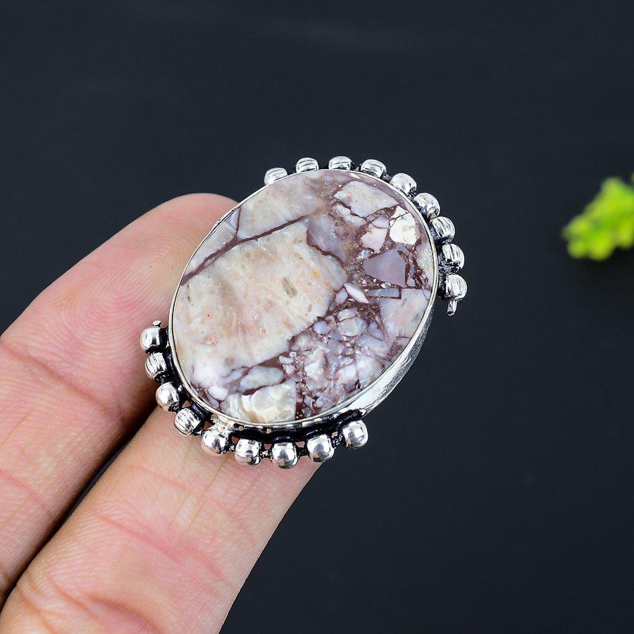 Натуральный камень Дикая Лошадь Ручной работы Кольцо из стерлингового серебра 925 пробы — фото 2