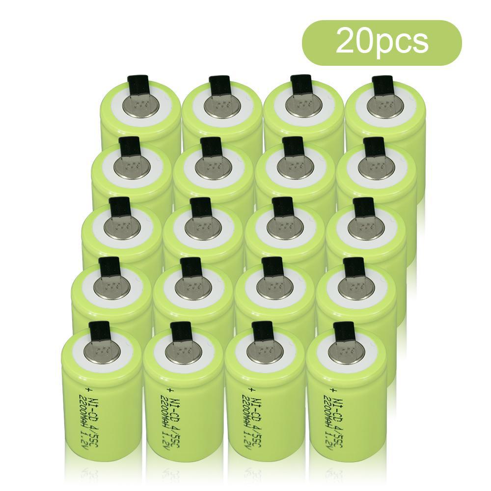 1.2V 2200mAh 4/5SC Battery 4/5 Sub C NI-CD Cell with Welding Tabs Rechargeable Battery for Screwdriver Electric Hand Drill