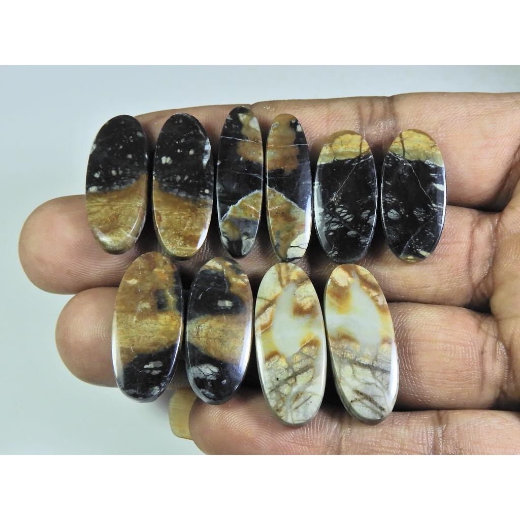 27-27MM Natural Picasso Jasper Matched Pair Oval Loose Gemstone 5Pair Lot A-588