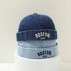 Letter Embroidered Brimless Hat Adjustable Sun Protection Landlord Cap Breathable Cotton Denim Bucket Hat For Infant Boy Girl