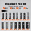 Impact Sockets Set 15pcs 6-Point 3/8in Drive Bit Ratchet Tool Kit Case