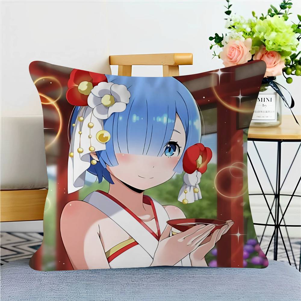 Re Zero R-Rem Pillow Gift Home Office Decoration Bedroom Sofa Car Cushion Cover Case 45x45