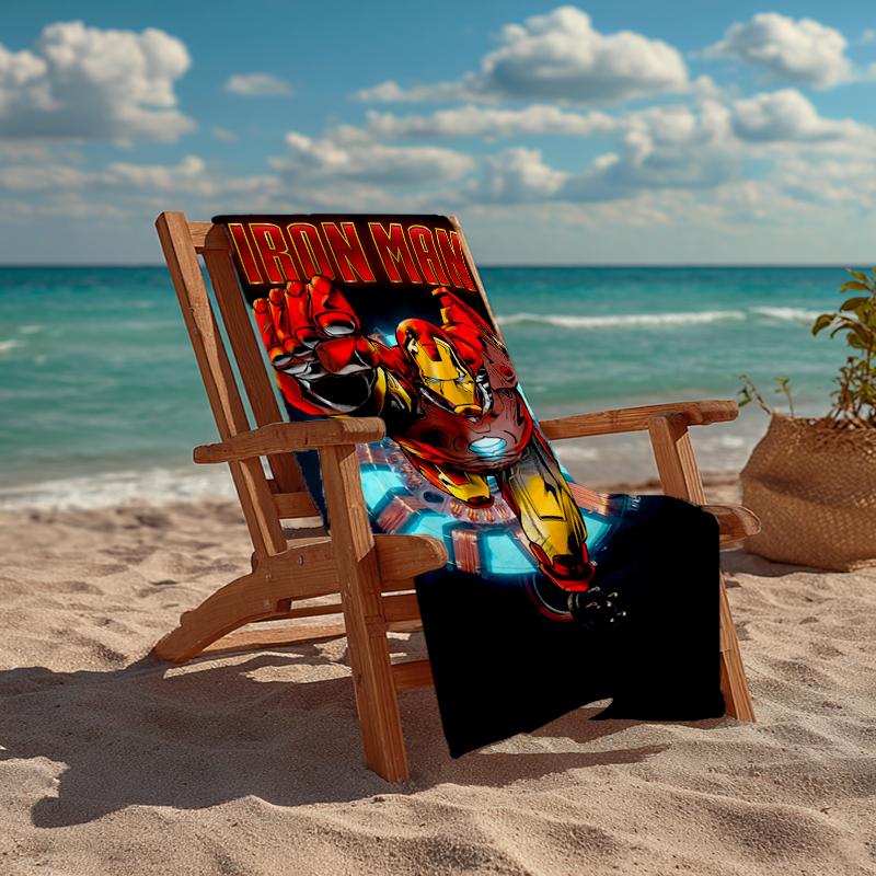 Ultra-Soft Beach Towel with Iron-Man Theme,Ideal for Pool - Camping, Diving - Perfect Travel Essential, Vibrant Beach Towel.