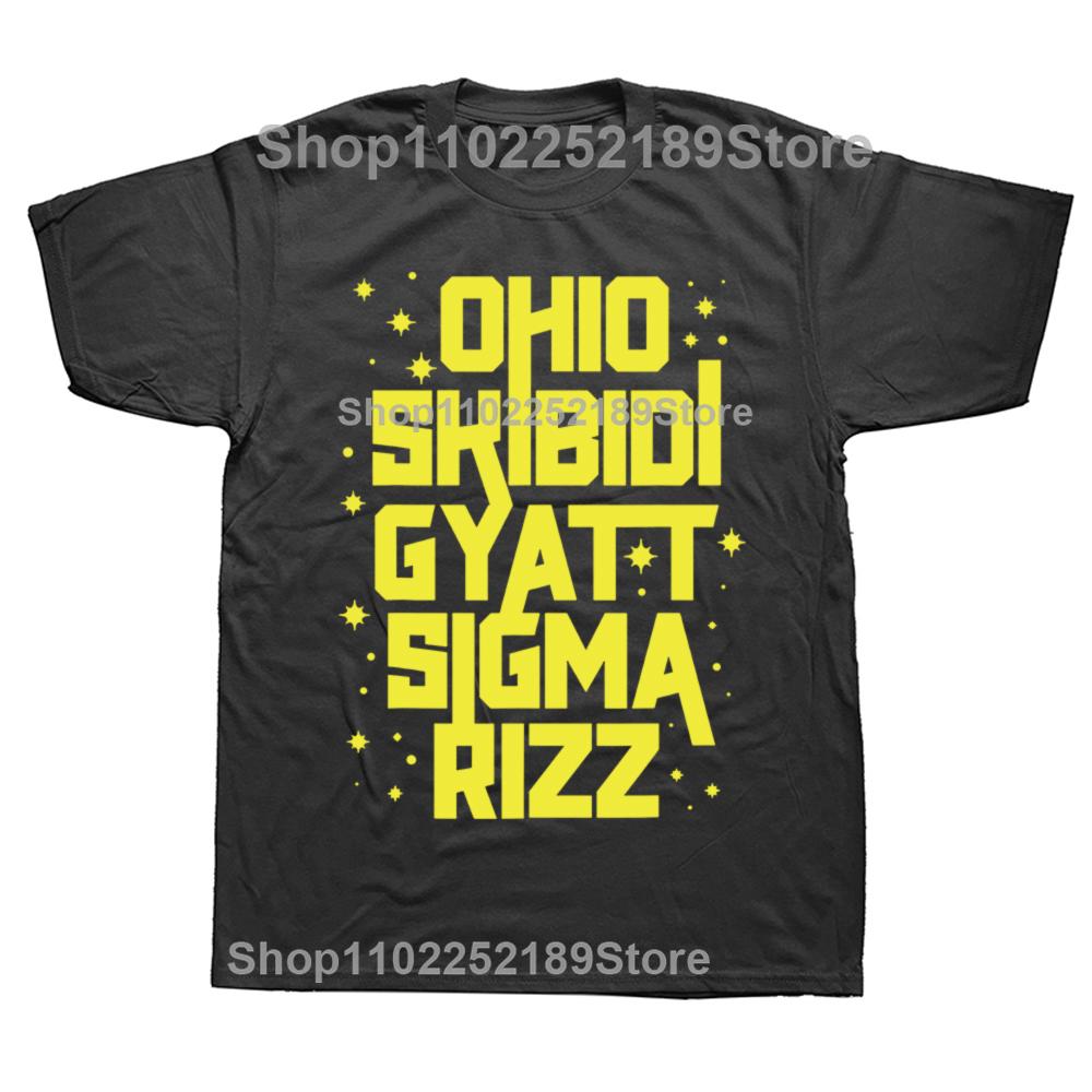 Skibidi Rizz Gyatt Ohio Funny Rizzler Gift Toilet Meme T-shirts Men Fashion Casual Tshirt 100% Cotton Loose Oversized T Shirt