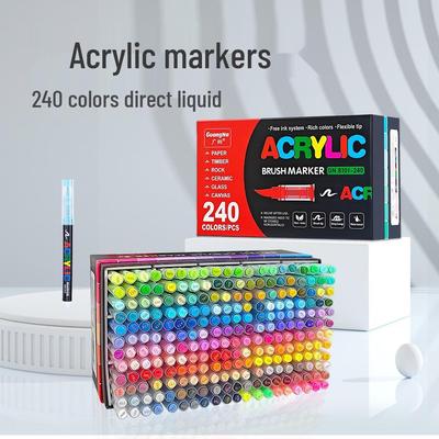 Guangna 8101 Acrylmarker mit weicher Spitze - 288 Farben für DIY-Graffiti & Bodypainting