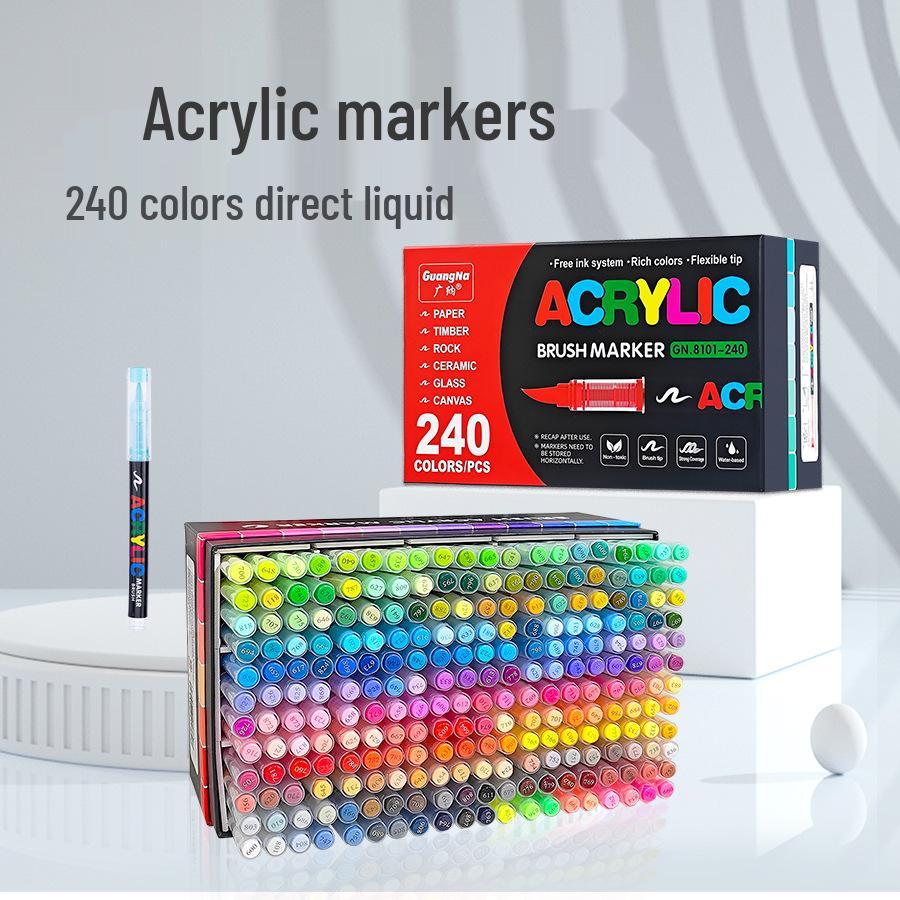 Guangna 8101 Liquid Soft Tip Acrylic Marker - 288 Colors for DIY Graffiti and Body Painting