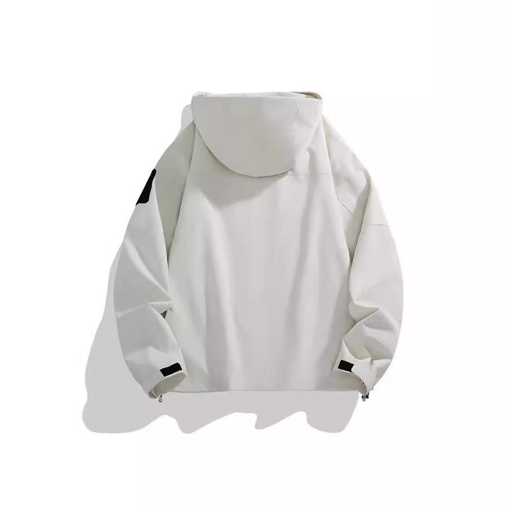 Wiosenno-jesienna kurtka wiatrówka z kapturem dla par - Casualowa odzież sportowa outdoor