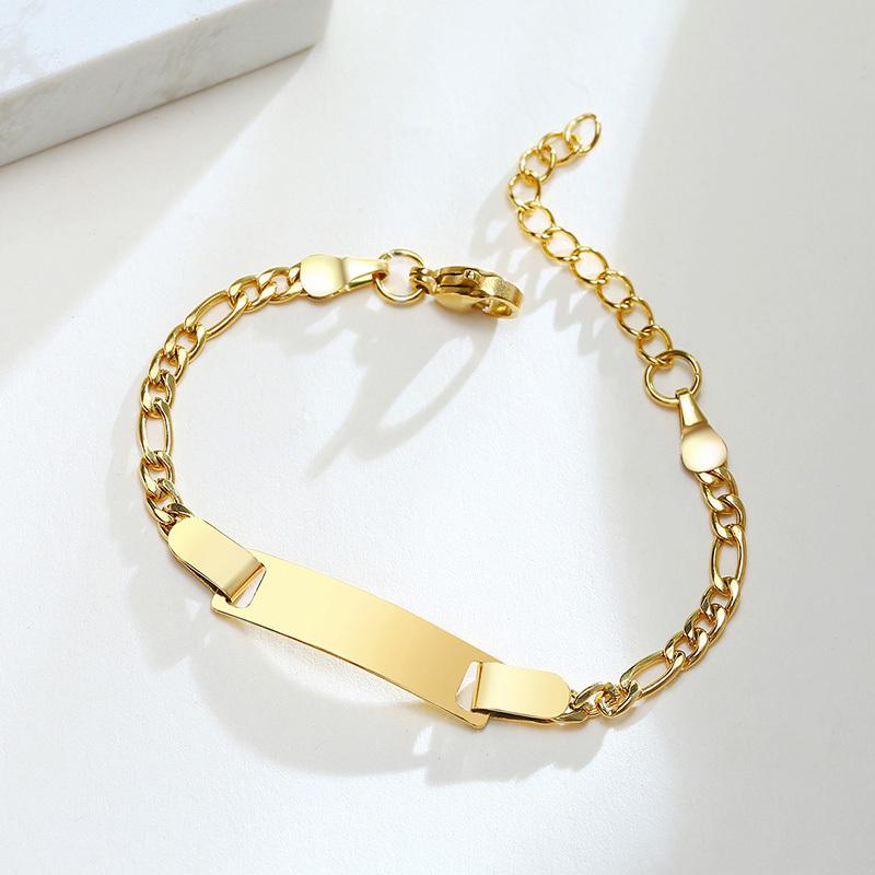 Baby Kids Bracelet, Stainless Steel Chain Bracelet Adjustable Link without Name,Girl Boy Children Birthday Gift