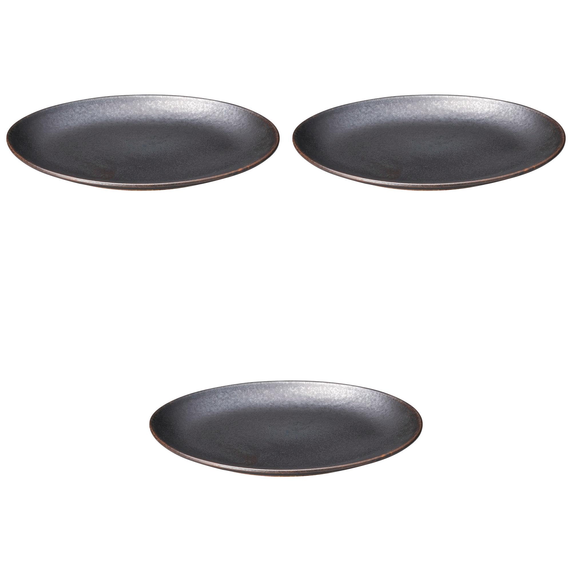 

Set of 3 Black Sea Oval Plates (Large) [26.3 x 18.8 x 2.8 cm] | Chinese Oval Plates by Setomonohonpo