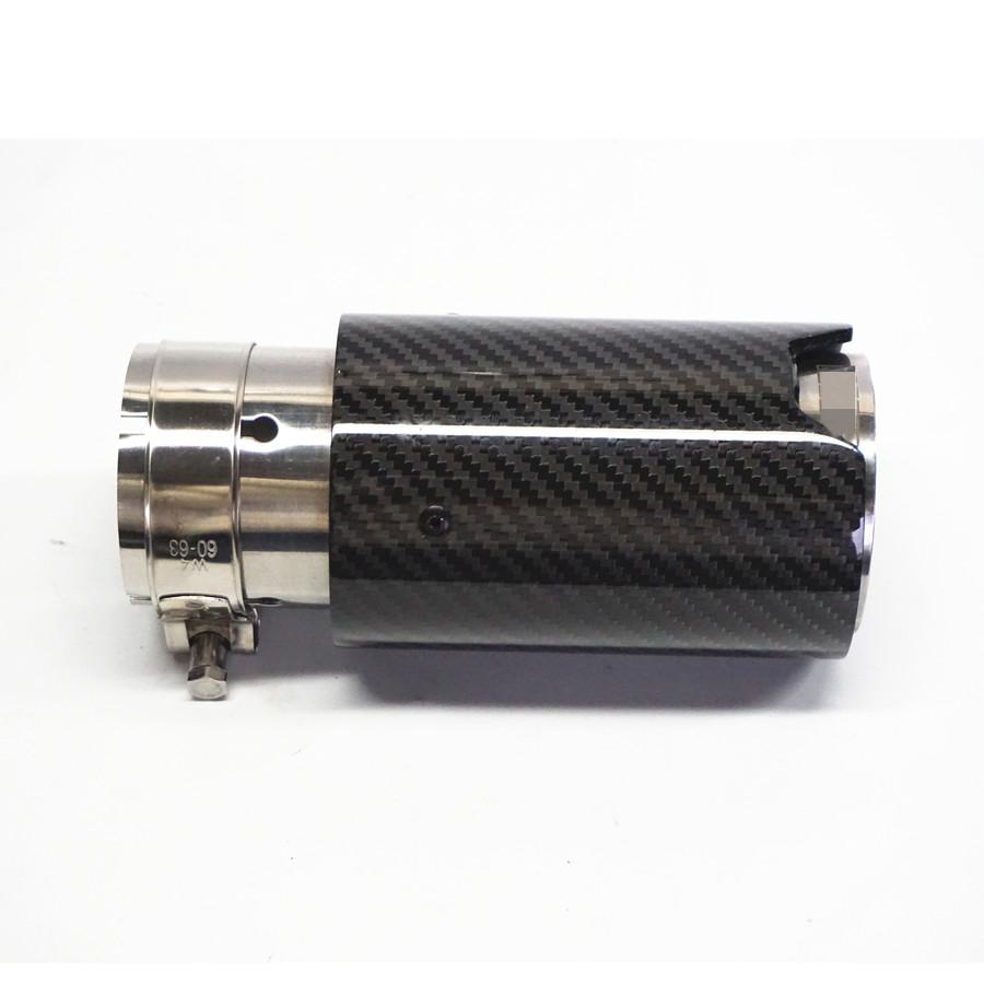 4Pcs Universal Glossy Black 100% Real Carbon Fiber Car Exhaust End Tips for BMW 2.5'' in, 3.2'' out With Logo