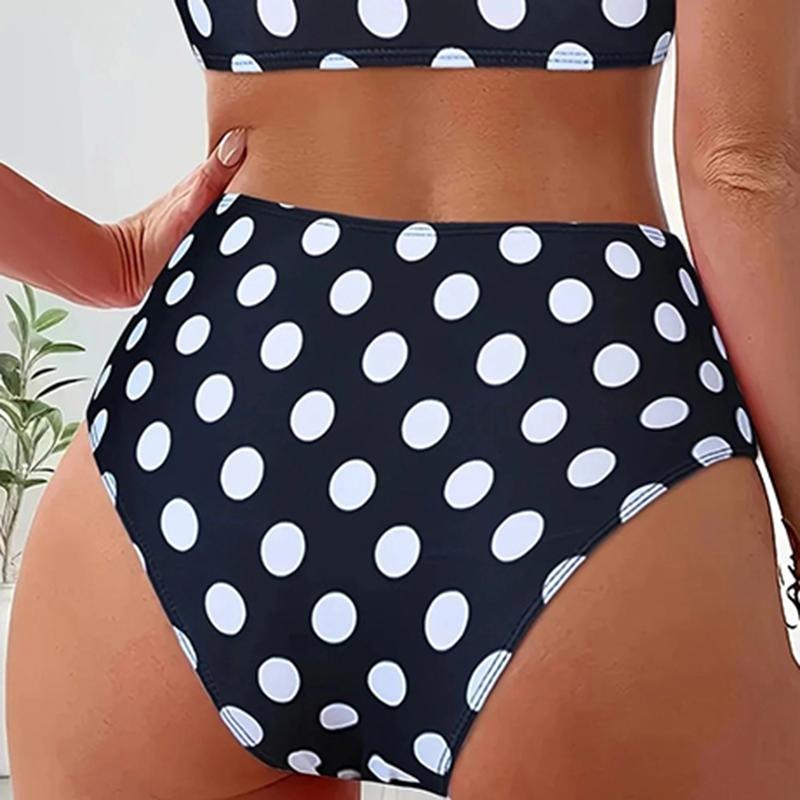 Patchwork Polka Dot Printed Bathing Suit Women Irregular High Waist Bikini Set Summer 2026 New Fashion Beach Swimwear Two Piece