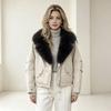 Winter design sense large fur collar lapel versatile loose drawstring thickened cotton clothes pie overcome coat