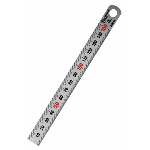 SK11 (SK11) 15cm Double-Sided Ruler, JIS Class 1, Stepped Graduations, Stainless Steel, Made In Japan, Silver, FSV-150KD