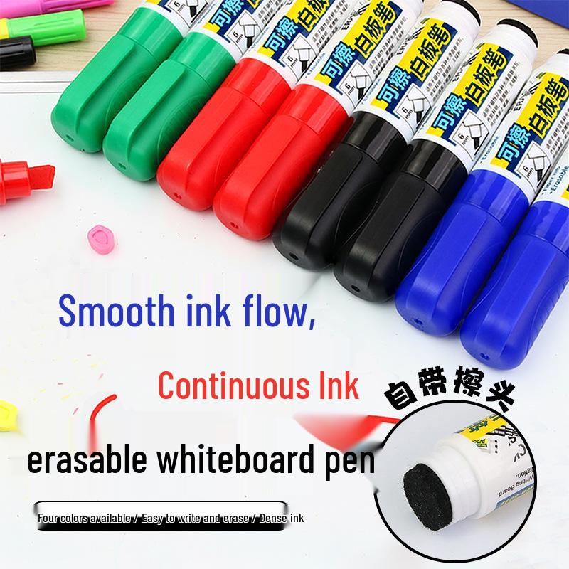 Erasable Water-Based Whiteboard Marker - No Marks, Easy to Erase, Thick Colored Drawing Pen for Teachers.