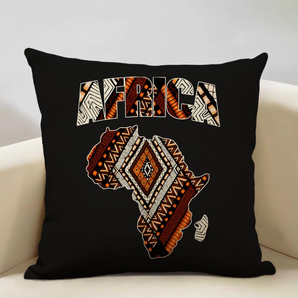 Map of Africa Geometrics Sofa Decorative Pillow Case African Pattern Cushion Cover LinenThrow Pillowcase