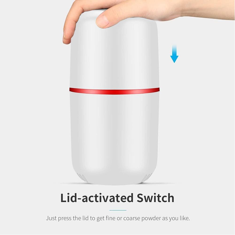 80g Stainless Steel Blade Grinder 200W Powerful Dried Spice Mill Multifunctional Grinder for Coffee Beans Nuts Seeds Grain