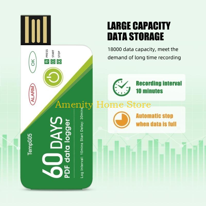 F26C Easy to Use Disposable USB Temperature Temperatures Logger 60 Days Recording for Cold Chain Transport & Freezer Storage