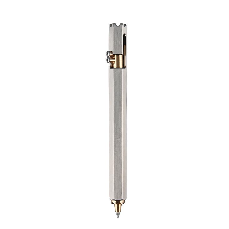 Stainless Steel Hexagonal Tactical Brass Ballpoint Signature Pen Gift Pen