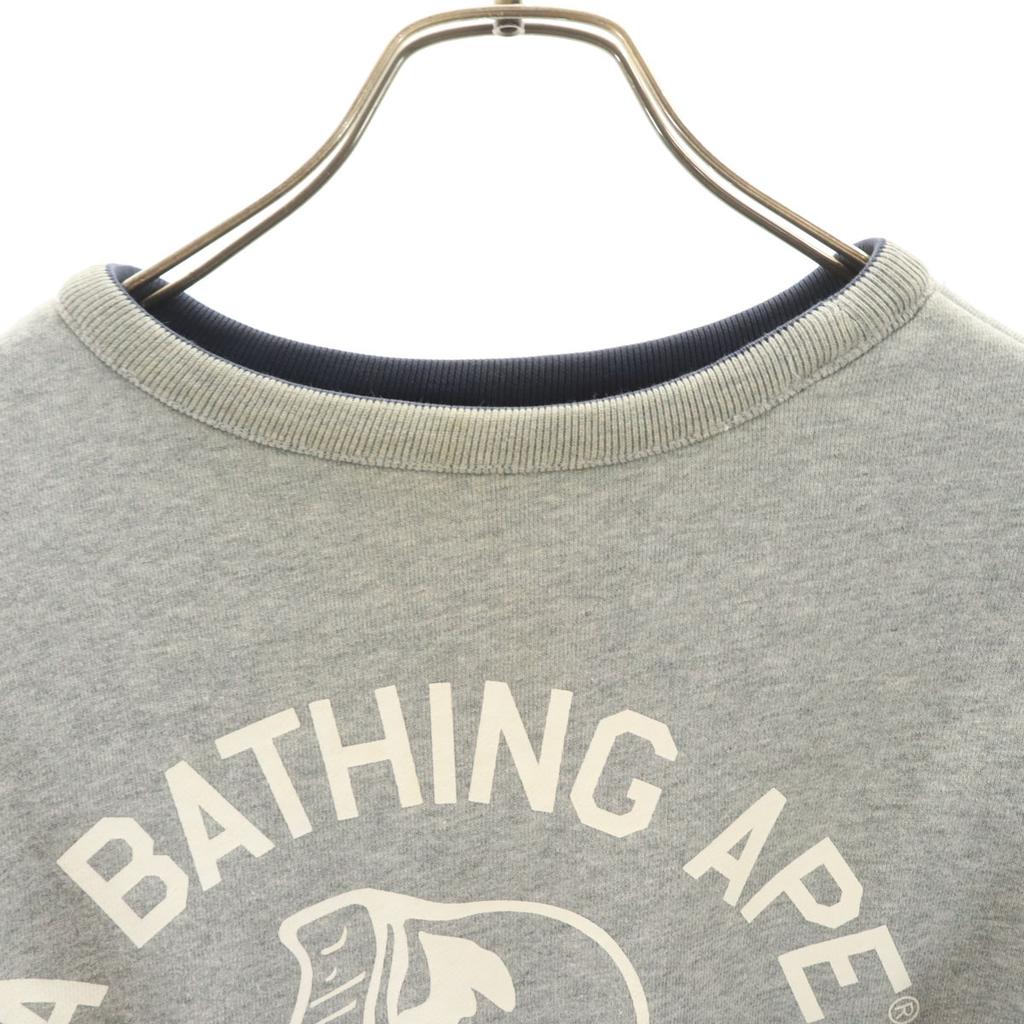 A BATHING APE Long sleeve reversible sweatshirt trainer gray Men's Used