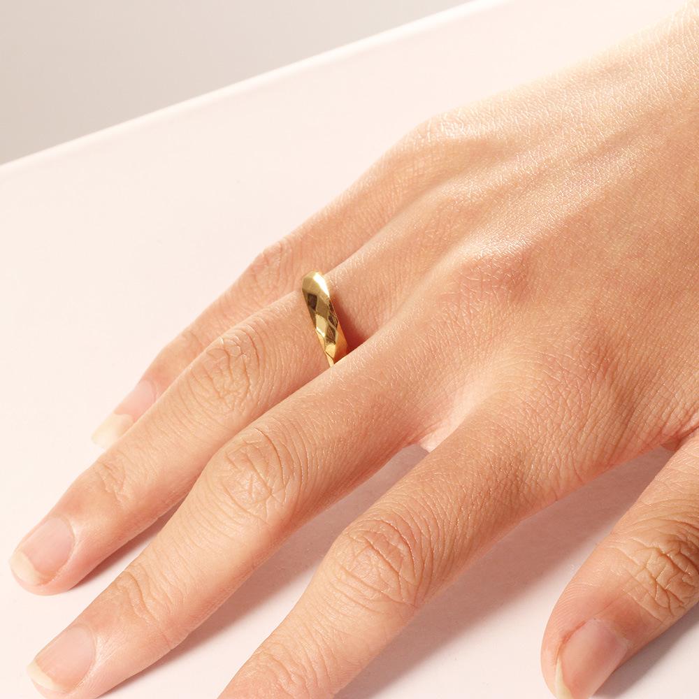 4MM Personalized Rhombus-Faceted Titanium Steel Ring for Women