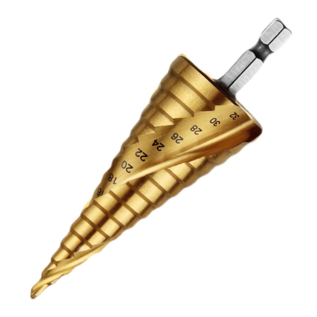Step Drill Hexagonal Spiral Sharper Titanium Coated Spiral HSS Steel