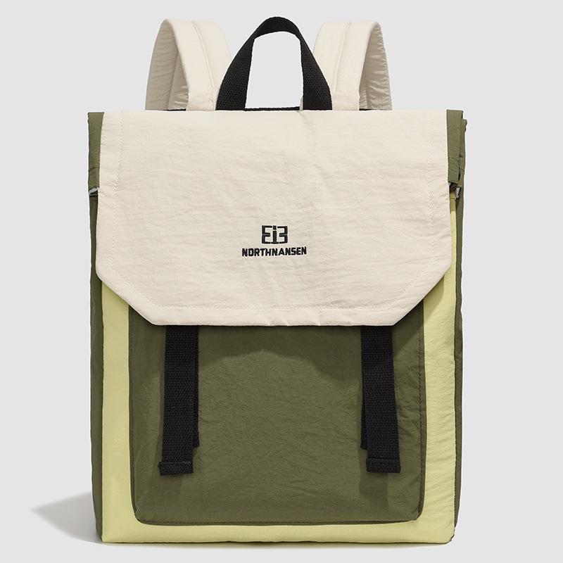 

Трендовый квадратный рюкзак для ноутбука в стиле колор-блок для мужчин и женщин - для поездок на работу, учебы и путешествий 31*13*37 cm жёлтый/зелёный