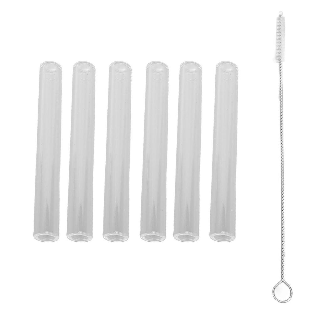 6pcs Clear Borosilicate Glass Tube 8mm ID 12mm OD 2mm Thick Glass Blowing Tubes with Cleaning Brush