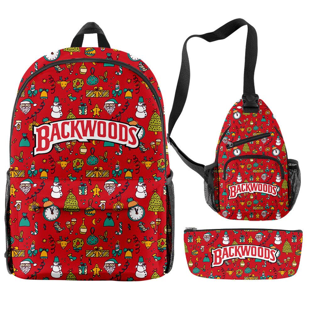 Christmas Backpack Backwoods Cigar Star Backpack Peripheral Set Backpack Satchel Pencil Case Set