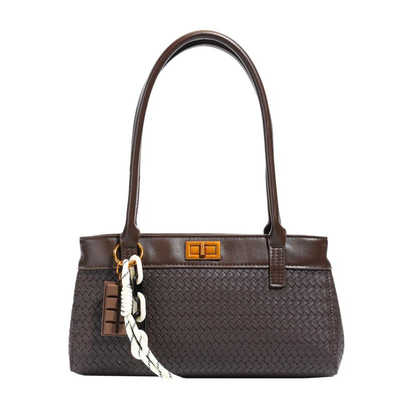 Woven handbag bag women's 2025 autumn and winter new trendy fashion shoulder messenger bag retro commuter armpit bag